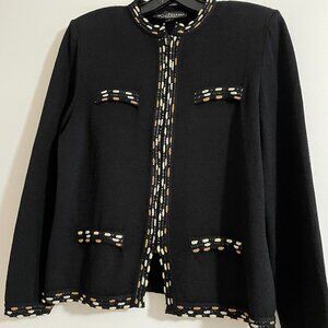 Vintage St. John Collection By Marie Gray Gold Studded Black Knit Jacket